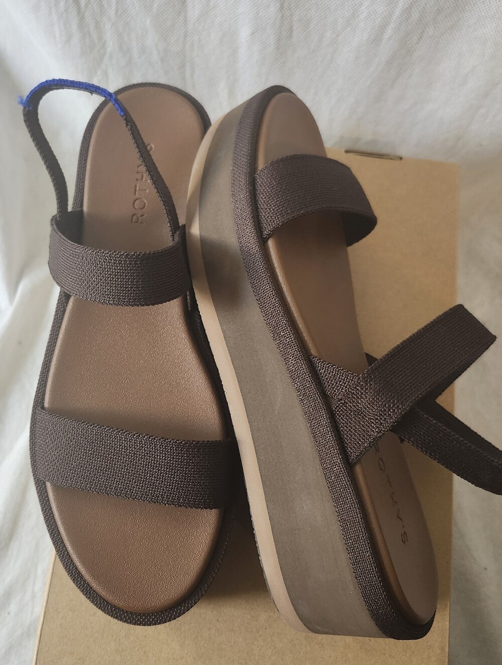 Rothy's The Lightweight Wedge Sandals In Brown Size 10.5